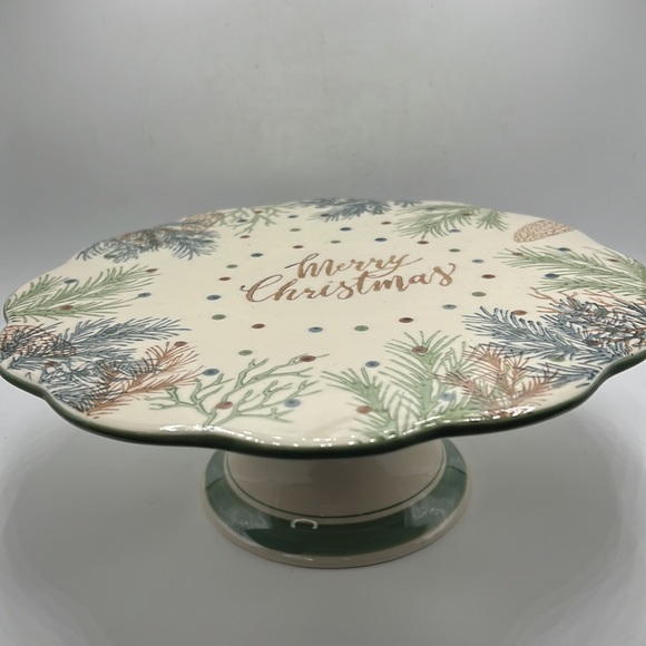 Merry Christmas Cake Platter Ceramic - Picture 2 of 4